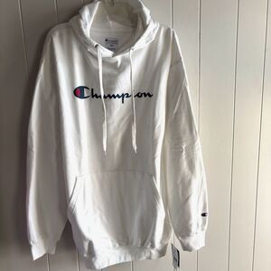 Champion Authentic Athletic Wear Men Big & Tall XLT White Hoodie Sweatshirt #C